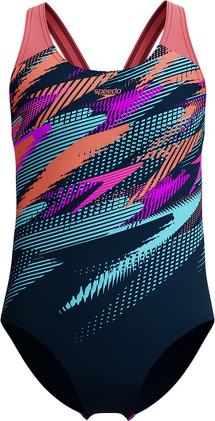 Foto: Speedo digi placement splashback meisjes sportbadpak blauw
