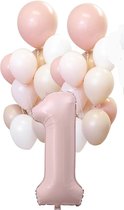 Ballons Anniversaire 1 An Or Rose - Décoration Fête Fille - Ballon Rose