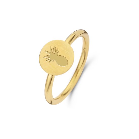 CO88 Collection Sense 8CR 10012 50 Bague en acier avec ananas - Taille 50 - Dorée