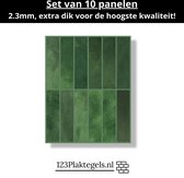 10 stuks plaktegels, dikkere metro tegels, 3D-tegelstickers, 30 x 30 cm, zelfklevende wandtegel, keuken, badkamer, donkergroen