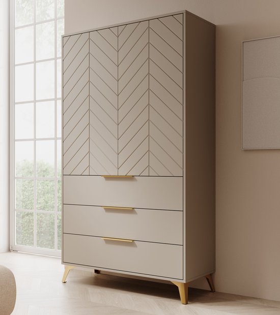 Meubella - Kledingkast Xiano - Beige - 103 cm