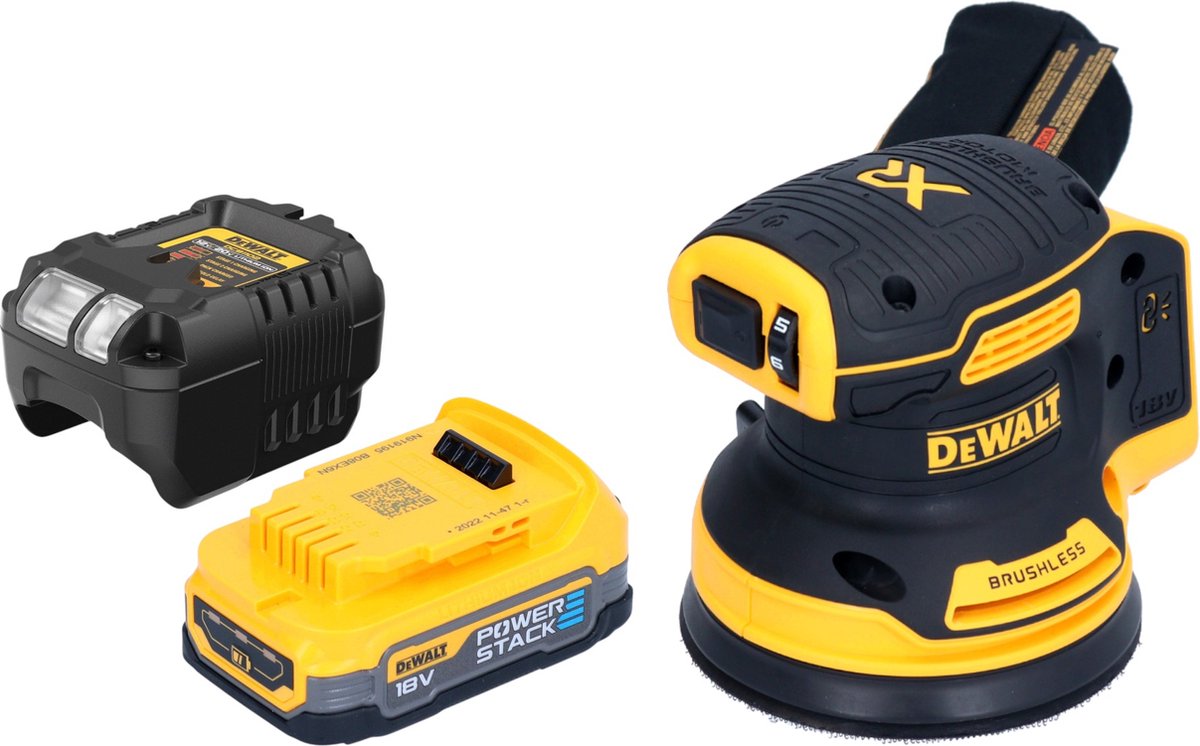 DeWalt DCW 210 D2 Accuschuurmachine 18 V 125 mm borstelloos + 2x accu 2.0 Ah + lader