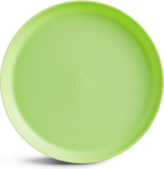 Een effen groen bordje met een hartje in het midden.