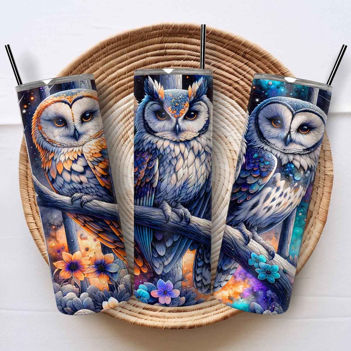 Creasowl® Uilen Beker met Rietje - Tumbler 600ml RVS – Thermosbeker met Rietje en BPA-vrij Deksel – Lekvrije Travel Mug - Koffiebeker To Go - Isoleerbeker - Thermosfles - RVS Drinkbeker - Tumbler Met Deksel - Koffie Tumbler
