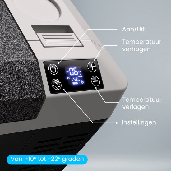 Auronic Elektrische Koelbox - Frigobox - Compressor - 12V 230 Volt - Camping Koelkast - Auto - 20L - Zwart/Grijs van Merkloos — afbeelding 3