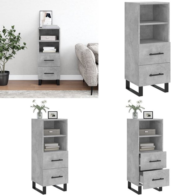 VidaXL Dressoir 50x42,5x93 cm bewerkt hout betongrijs