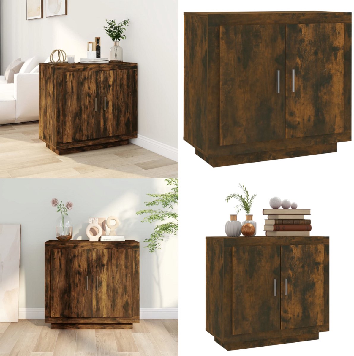 vidaXL Dressoir 80x40x75 cm bewerkt hout gerookt eikenkleurig - Dressoir - Dressoirs - Kast - Wandkast