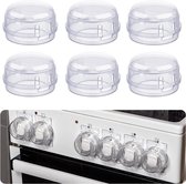 Gasfornuis Knop Beschermhoes - Stookknopovertrekken - 6 stuks - Transparant - Kinderveilige Knopovertrekken - Universele - Kunststof Knop Deksel - Geschikt Voor Gasfornuis, Gas/Elektro Fornuis, Elektrische Oven, Inductie Fornuis, Gas Bbq, Kookplaat -