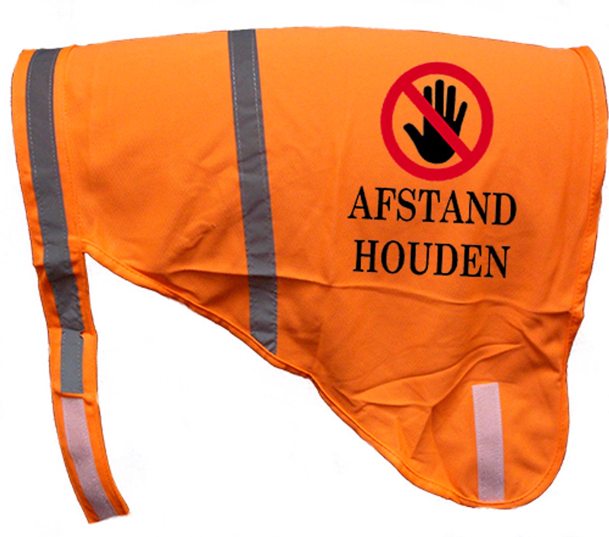 Hondenhesje "AFSTAND HOUDEN", Maat L, Kleur Oranje