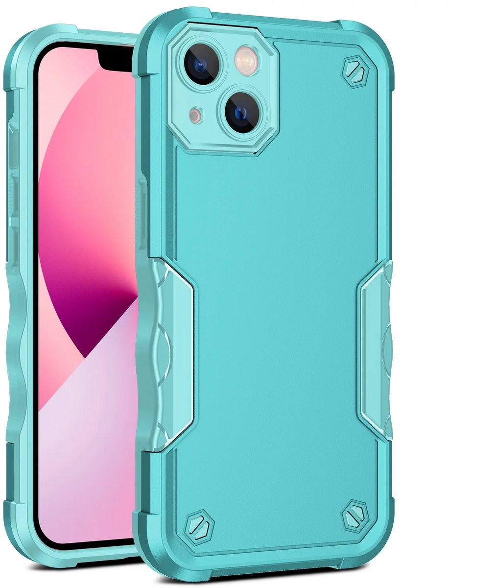 Cityhoesje - iPhone 15 Plus - Non-slip Stripes- - PC+TPU Backcase - SKY Blauw