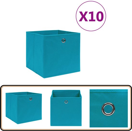 Boîtes de rangement vidaXL - 10 pièces - 28 x 28 x 28 cm - Blauw Bébé - Compartiments de rangement - Non tissé - Boîtes en Tissus