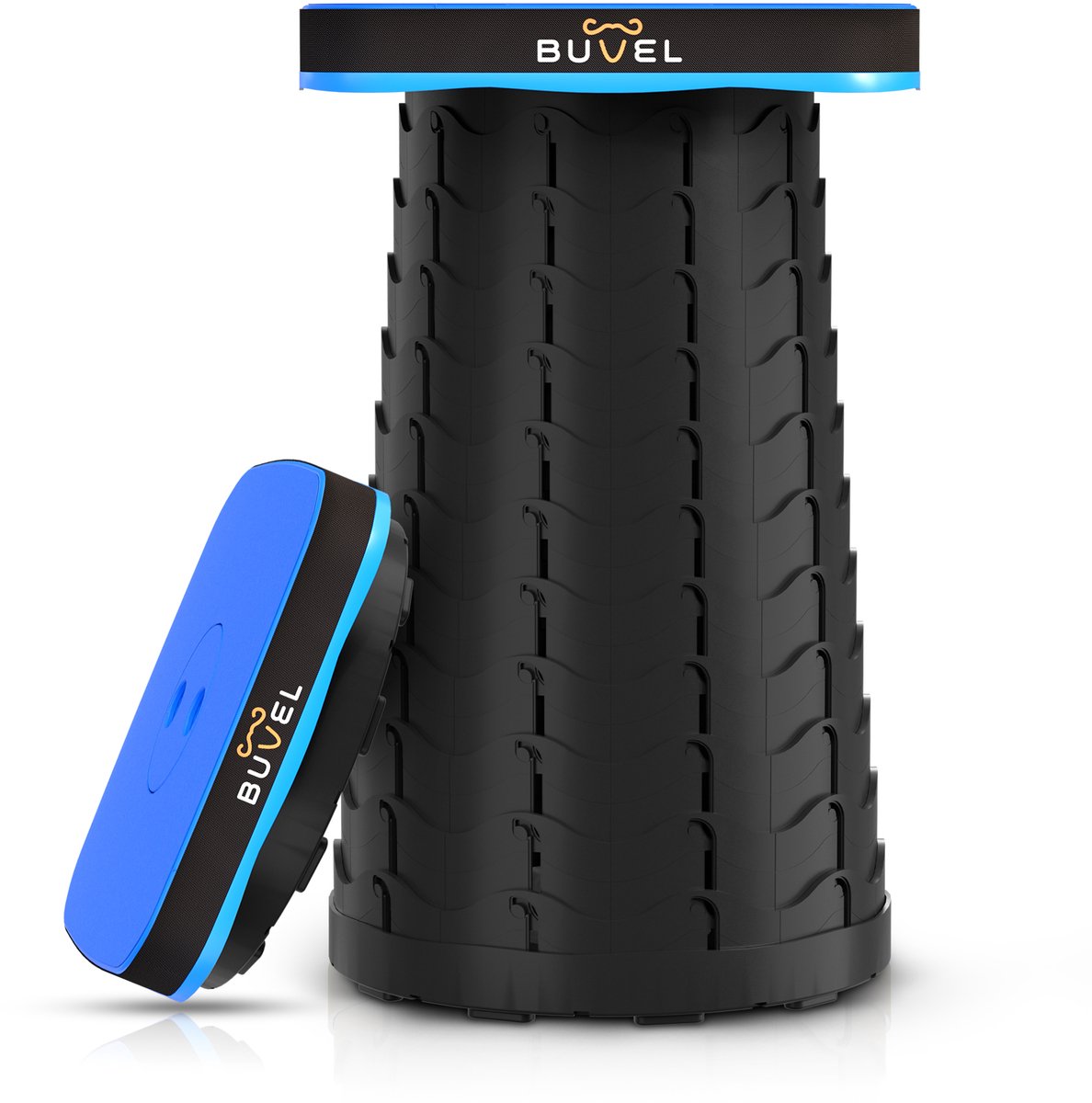 Buvel® Opvouwbare kruk - Kruk - Campingstoel - Inklapbaar - Telescopisch - Visstoel - Voetenbankje - Blauw - Vierkant