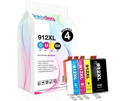 Cartouche d'encre Inkdag pour cartouches d'encre HP 912 multipack, cartouches d'encre hp 912 xl, cartouche d'encre HP 912xl paquet de 4 (1* BK, C, M et Y) pour HP OfficeJet Pro 8010, 8012, 8014, 8015, 8020, 8022, 8023 , 8024, 8025