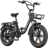 Vélo électrique ENGWE L20 Boost - Autonomie 120 km - Batterie amovible 48 V 13 Ah - Moteur 250 W - Shimano 7 vitesses - Freins à disque mécaniques - Fatbike 20 pouces - Zwart