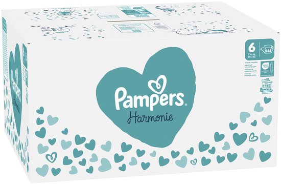 Pampers Harmonie Luiers - Maat 6 (13kg ) - 144 Luiers - Maandbox Pampers Harmonie Luiers - Maat 6 (13kg ) - 144 Luiers - Maandbox
