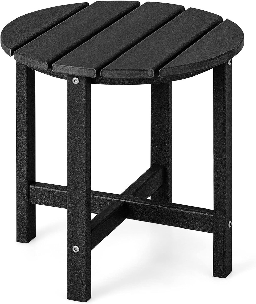 COSTWAY NP10940BKDE Bijzettafel kleine tuintafel van UV-bestendige kunststof balkontafel weerbestendig voor terras balkon tuin 46 x 46 x 46 cm zwart