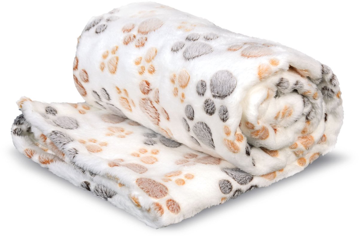 Fleece deken 100x70 cm pootjes licht