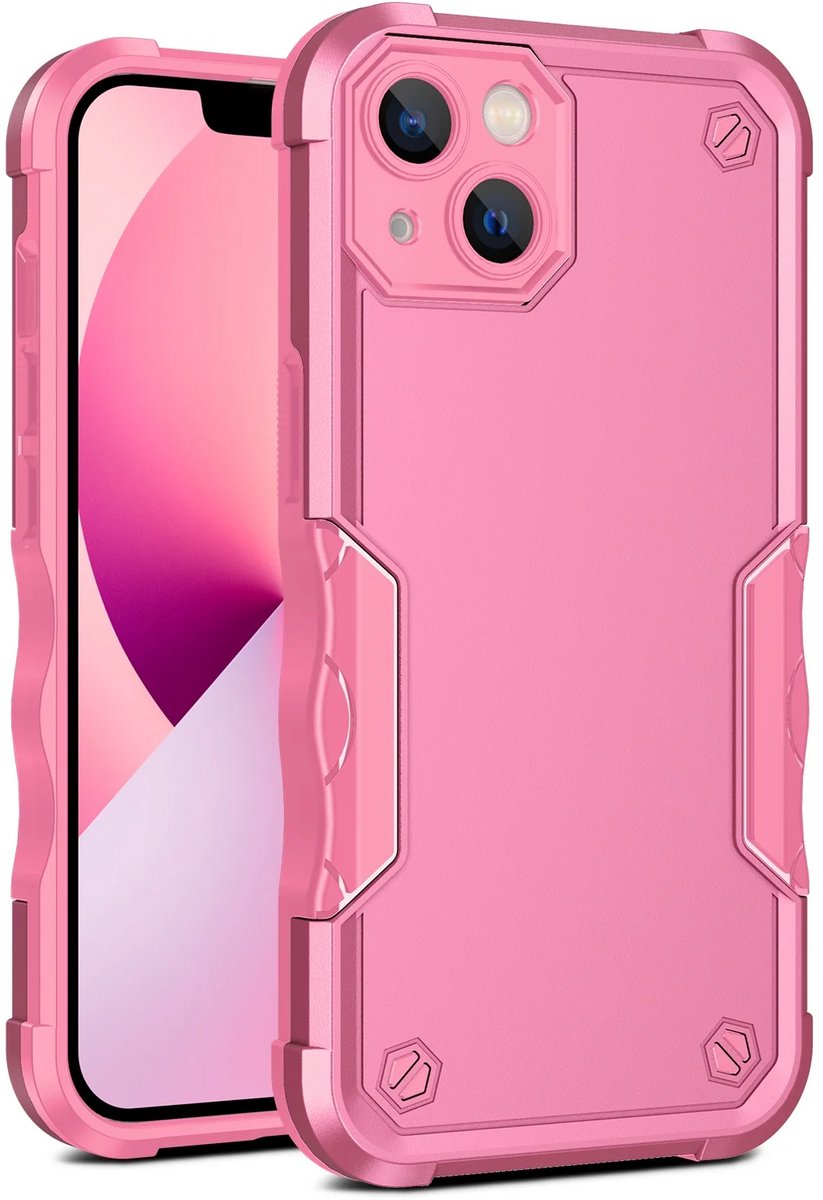 Cityhoesje - iPhone 15 - Non-slip Stripes- - PC+TPU Backcase - Roze