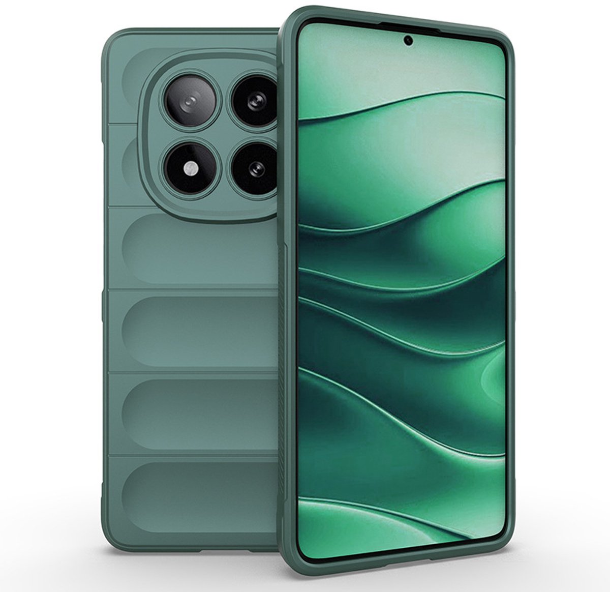 MobyDefend Hoesje - Geschikt voor Xiaomi Redmi Note 14 Pro 5G - TPU Gripcase - Groen