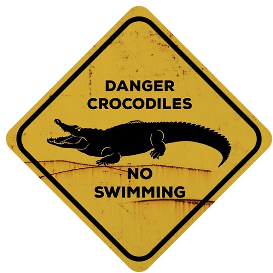 Panneaux USA - Panneau mural rétro - Dibond - Crocodile Xing - 35 x 35 cm