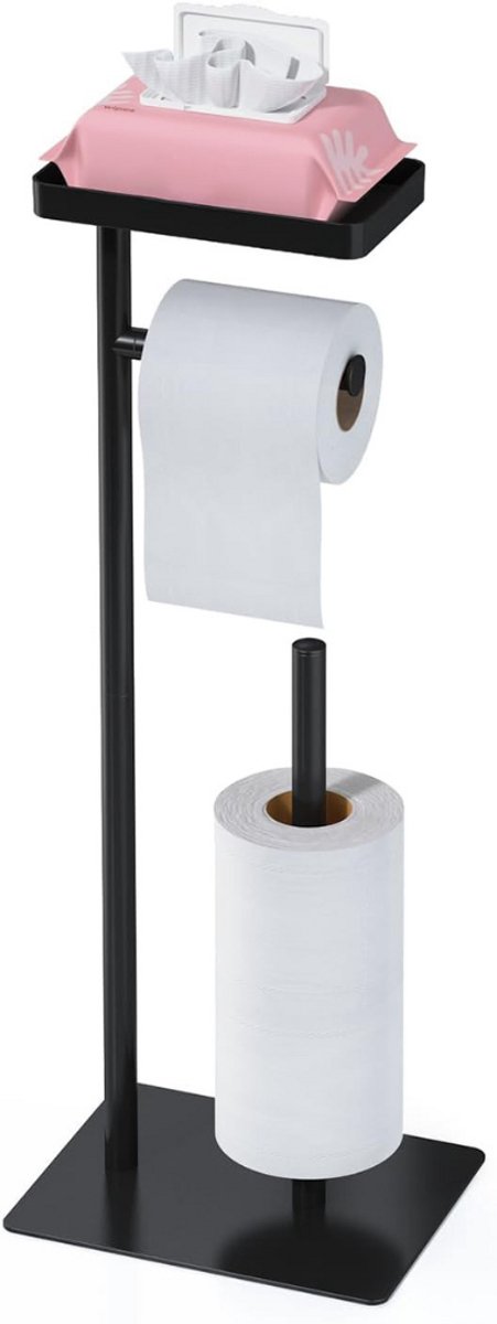ApexArte® Toiletbutler - Toiletrolhouder Staand - Zwart