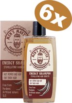 Men's Master Shampoo tegen Haaruitval Mannen – 6 Stuks – Energy Anti-Haaruitval Shampoo met Cafeïne en Biotine – Stimuleert Haargroei bij Dun Haar – Sulfaatvrij – 6 x 260 ml