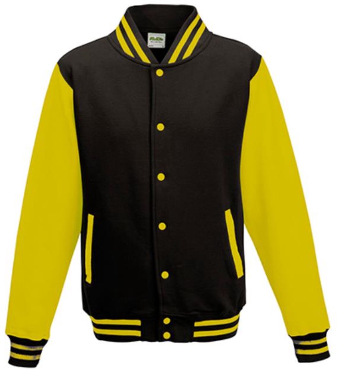 Just Hoods - Varsity Jacket - Jet Black/Sun Yellow maat L
