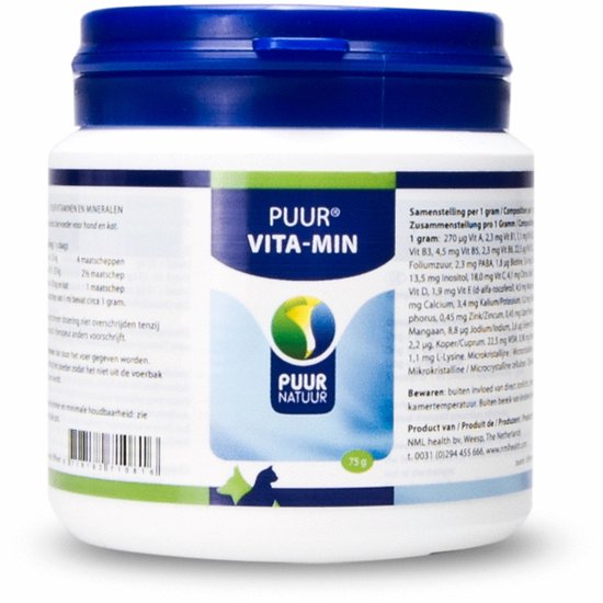 Puur vitaminen en mineralen voor hond en kat - 1 st à 75 gr