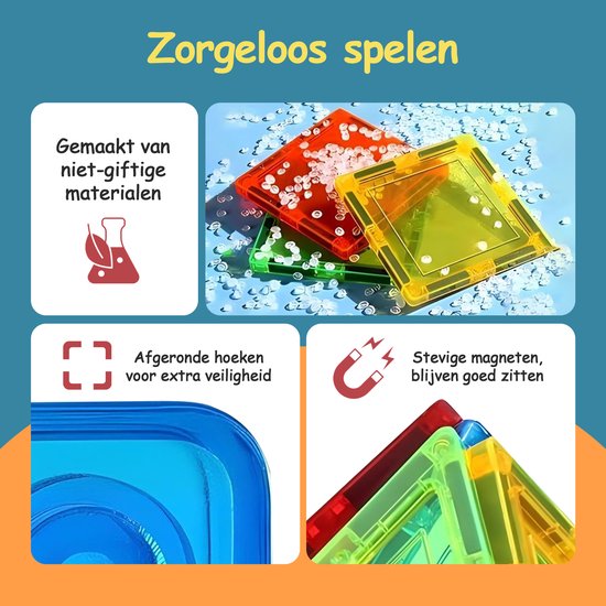 Magnetic Tiles - 120 Stuks - Speelgoed - Magnetische Tegels - Educatief & Constructie - Auto - Montessori - Bouwstenen - Blokken - Voor 3, 4, 5, 6, 7, 8, 9 Jaar - Bouw je Magna Wereld - Kinderen - Olvy