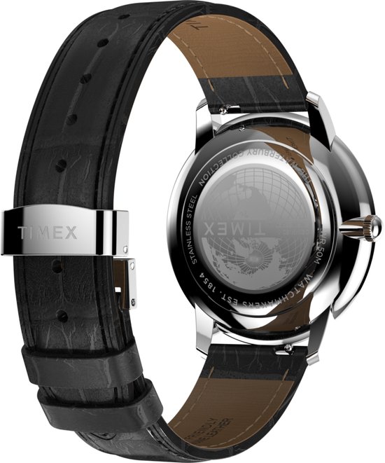 Montre analogique à Quartz Timex Waterbury Metropolitan Sub Second, Zwart : 100 % acier inoxydable | Bracelet : 100 % Cuir 39 TW2Y23100AJ
