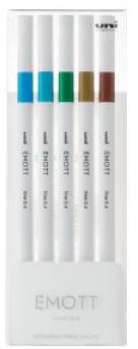 Uni Emott No.4 markeerstift 5 stuk(s) Blauw, Bruin, Goud, Groen, Turkoois