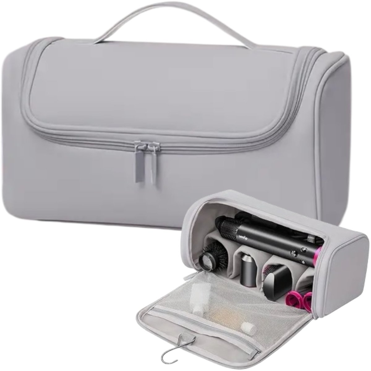 Ultiluxe® Luxe opbergtas Fohn borstel - Grijs - Geschikt voor Dyson - Opberger - Krultang tas, opbergstukken, krulborstel, fohn - Dubbellaags - Opbergen haar accessoires - Airwrap styler - Haardroger, stijlborstel