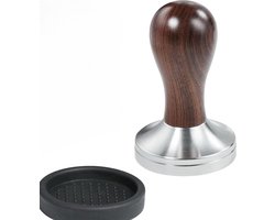 Koffie Tamper Espresso Pers - 58mm Sabotage Mat - RVS Platte Base - Houten Handvat