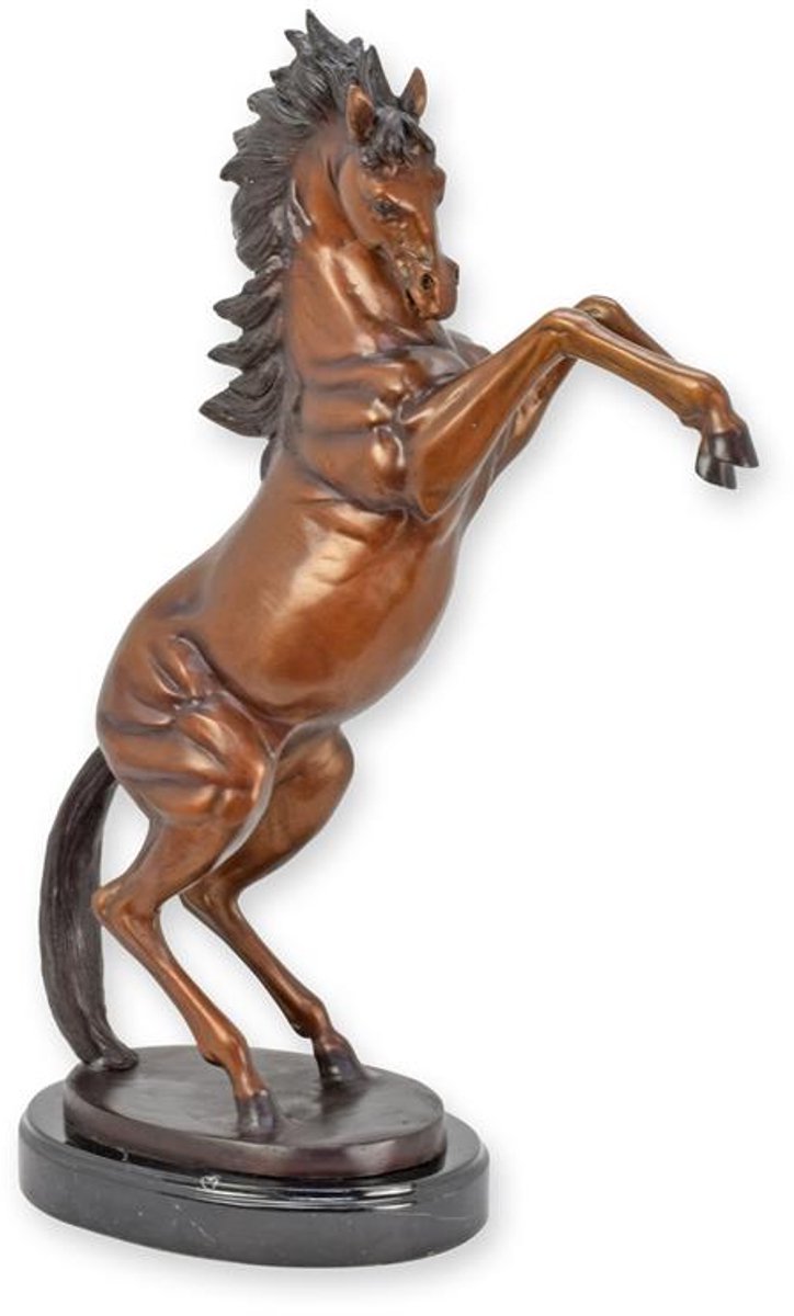 Bronzen beeld - Steigerend paard - marmeren basis - 66,7 cm hoog