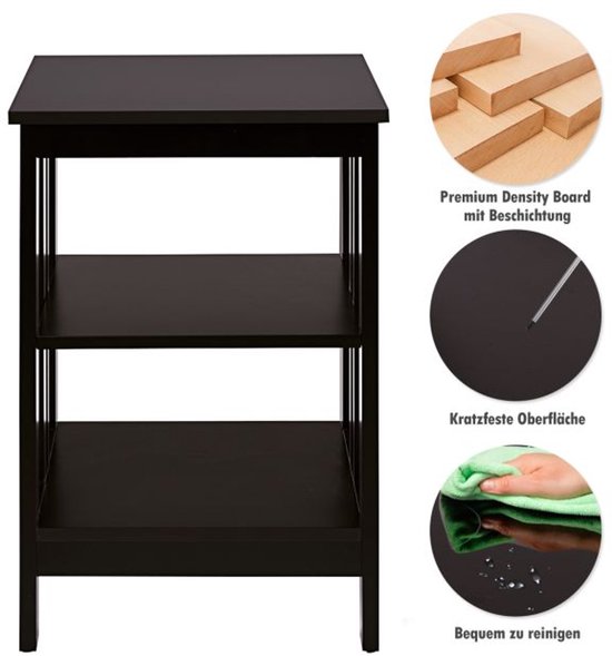 COSTWAY Nachtkastje met 3 niveaus, set van 2 bijzettafels, salontafel COSTWAY Nachtkastje met 3 niveaus, set van 2 bijzettafels, salontafel