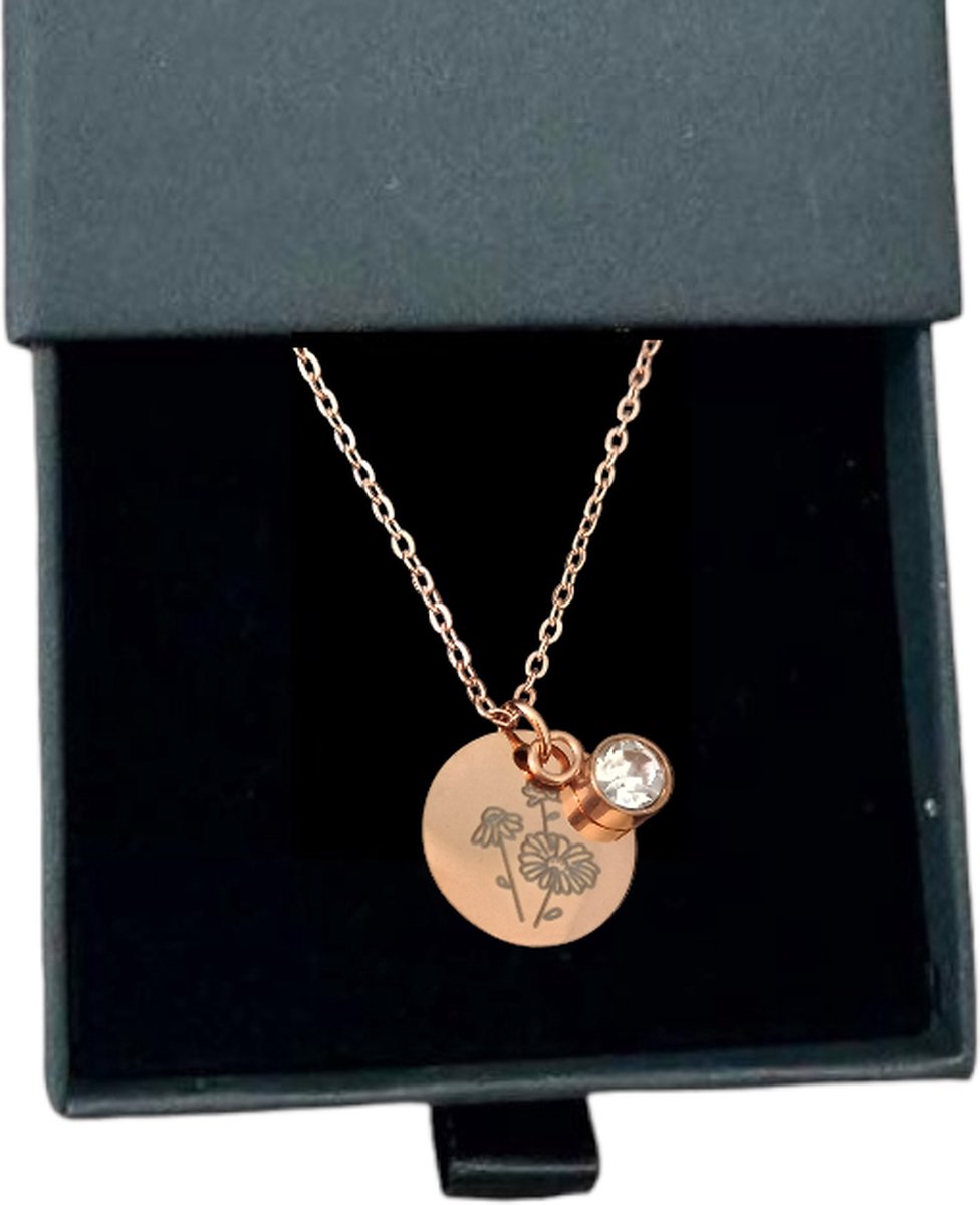 Goedkoopste Rosey’s® - Geboortesteenketting april - rose gold - geboortesteen - geboortesteen april - birth stone - Kerstcadeau vrouw - sint cadeau vrouw - babyshower - kraamcadeau - moederdag cadeau - geboortesteenketting - Geboortesteen ketting April