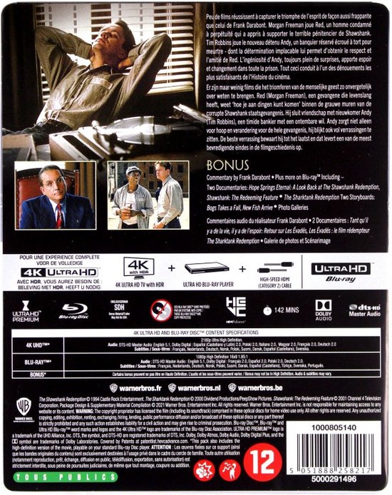 Shawshank Redemption (4K Ultra HD Blu-ray) (Steelbook) - Warner Home Video