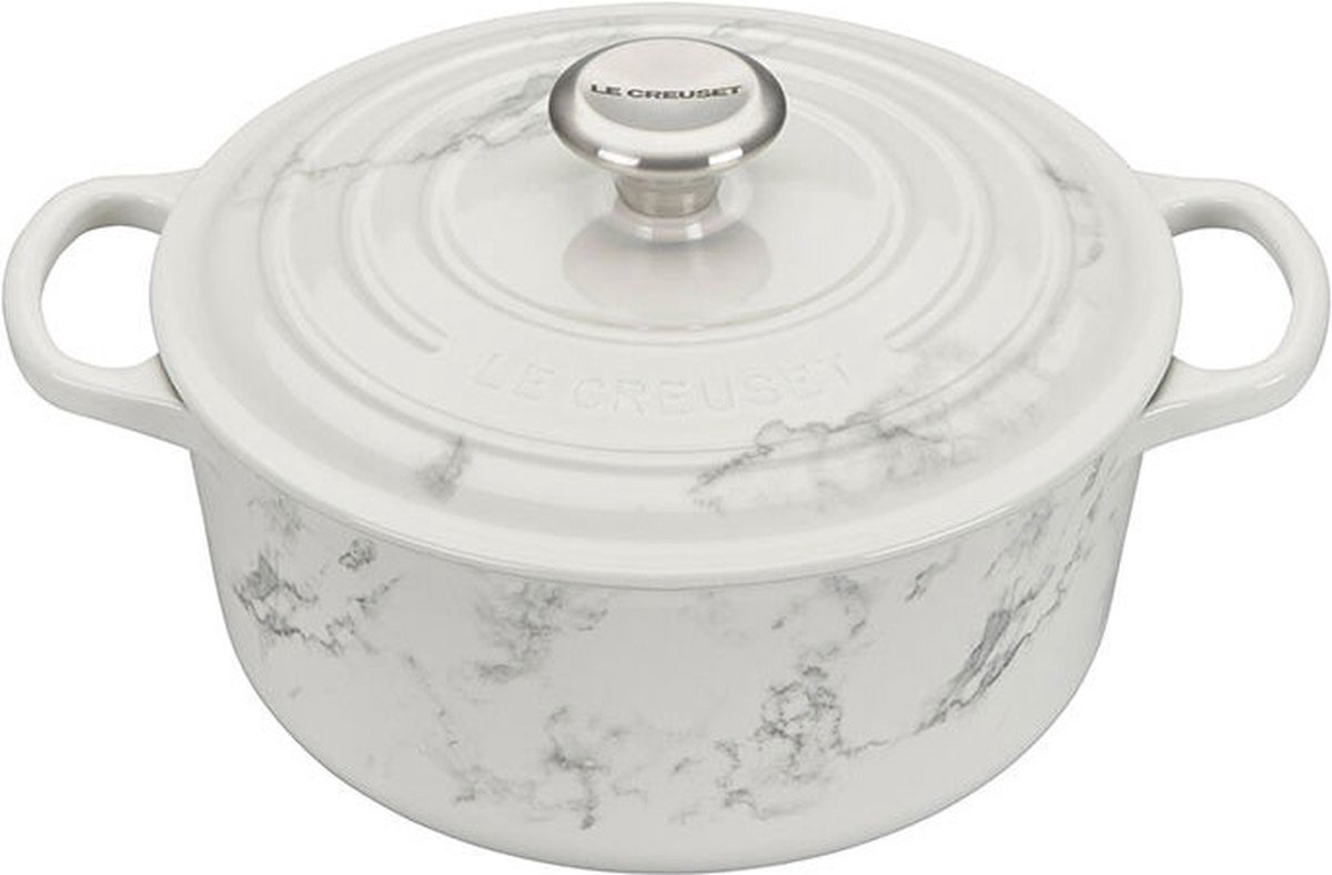 Le Creuset Braadpan Signature Marmer Marble - Wit - ø 24 cm / 4.2 Liter