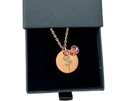 Rosey’s® - Geboortesteenketting juni - Geboortesteenketting - geboortesteen juni - rose gold - Geboortesteen - met doosje - Birth stone - Gepersonaliseerde ketting - Babyshower - Kraamcadeau - Moederdag cadeau - Geboortesteen ketting juni