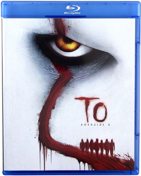 Blu-ray hoes van It Chapter Two met een close-up van het oog van Pennywise en de titel "TO Rozdzial 2".