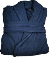Duplex Textiel Badjas - Dark blue - maat L (L) - Heren Volwassenen - 100% katoen- 26501-Donkerblauw-L