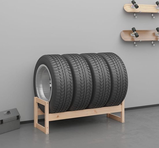The Living Store Bandenrek Massief Grenenhout - 120 x 40 x 40 cm - 4 Banden