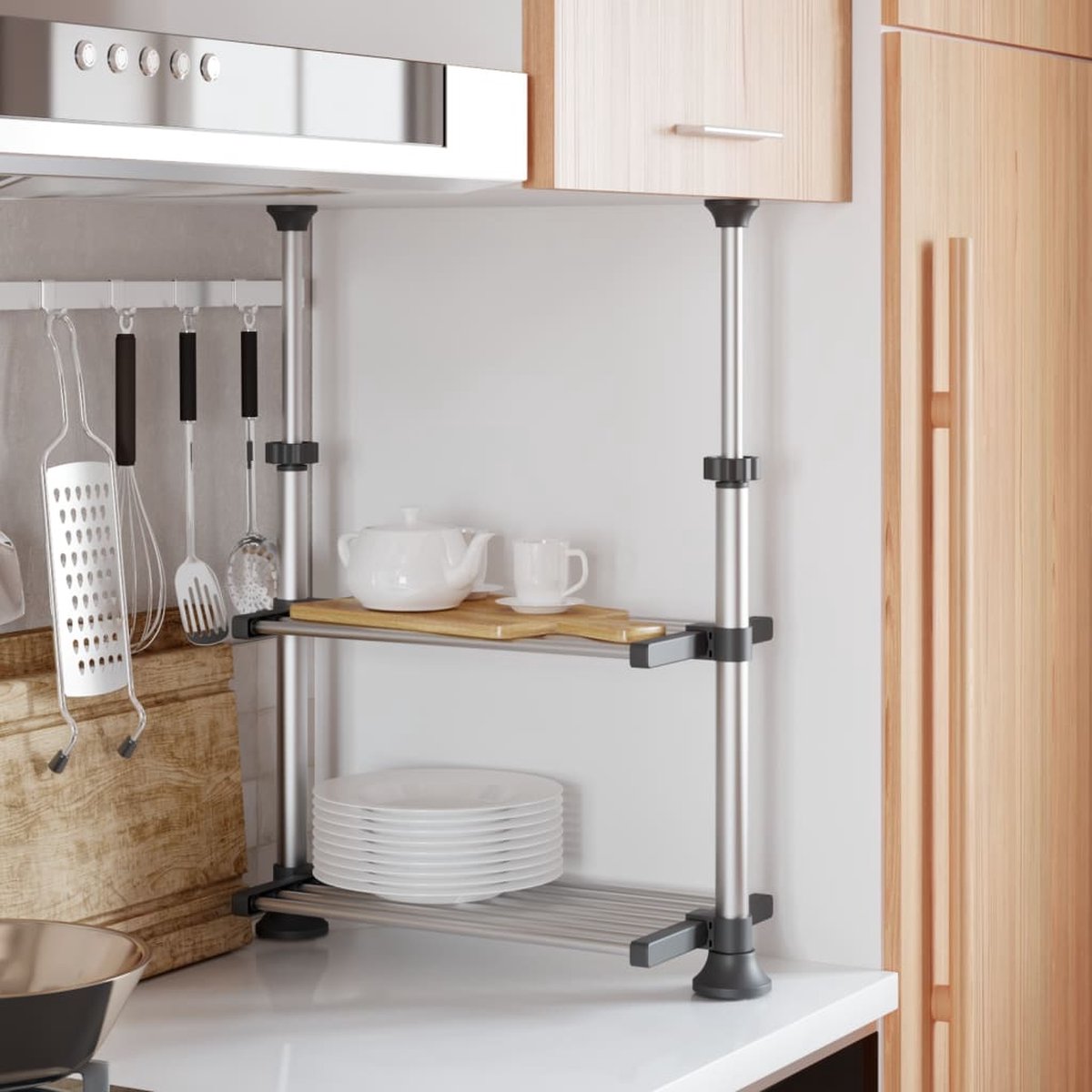 The Living Store Keukenschap - Trendy - Keukenrek - 50 x 25 x (50-70) cm - Stevig aluminium frame