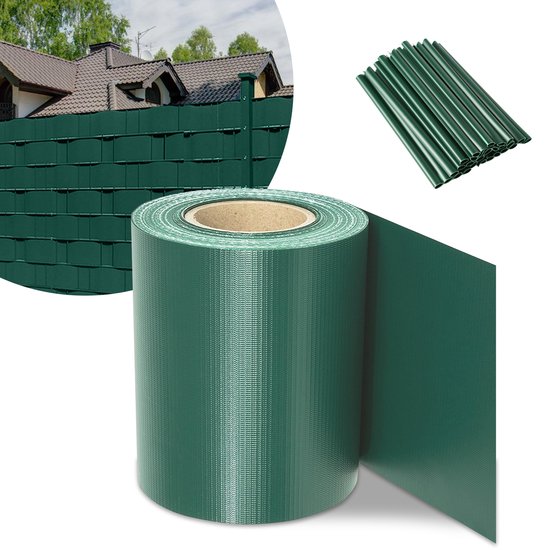 Set Brise Vue - Avec Clips - Bande PVC pour Tapis Double Tringle Vert 65m  x0,19 m | bol