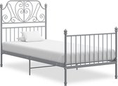 The Living Store Metalen Bedframe - Grijs - 206 x 94 x 124 cm - Massieve constructie