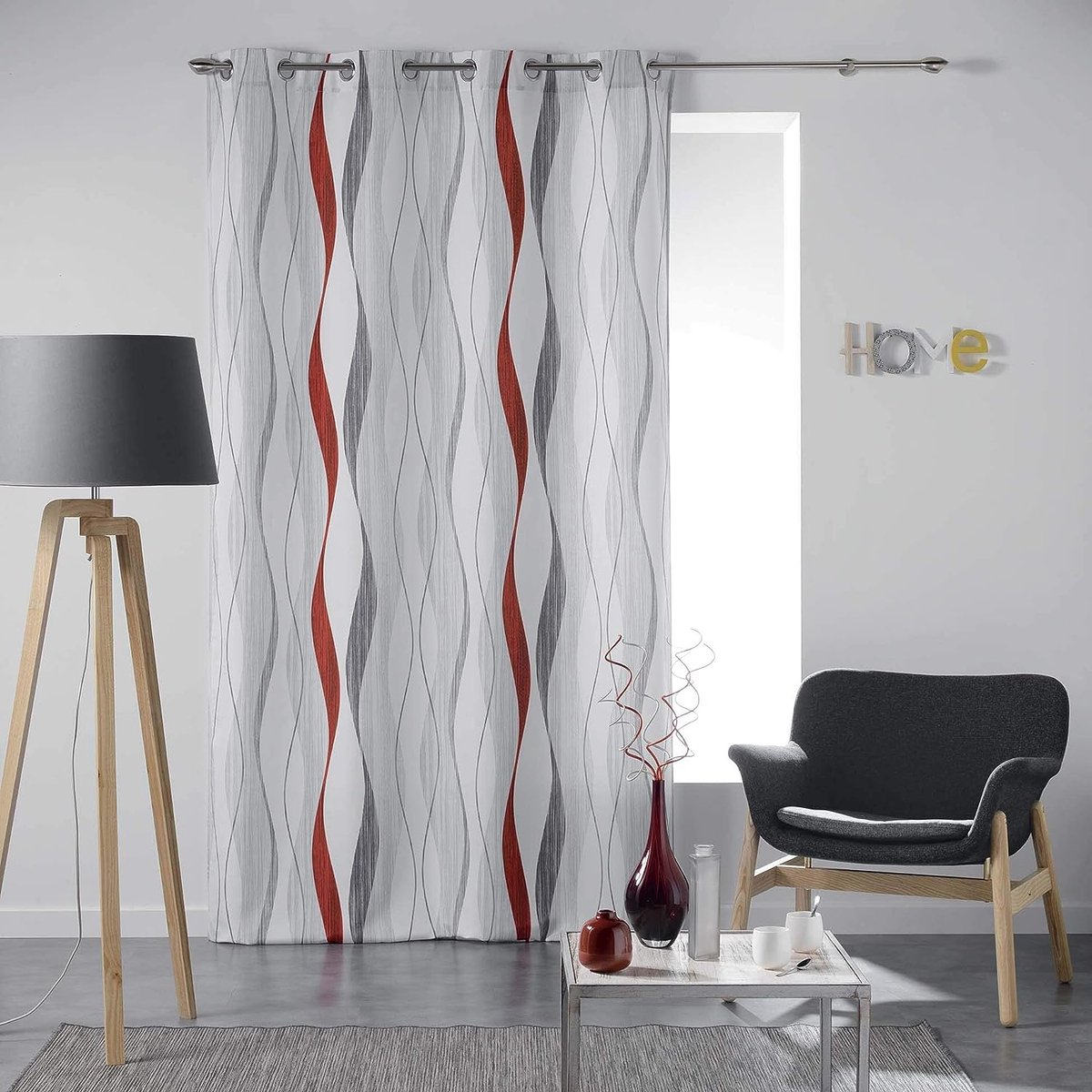 Ringgordijn, polyester, rood, 140 x 260 cm