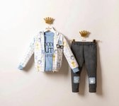 3-pce kledingset -baby / jongen kleding - Maat: 12 maanden / 1 jaar - blauw - regenjas - trainingspak kind