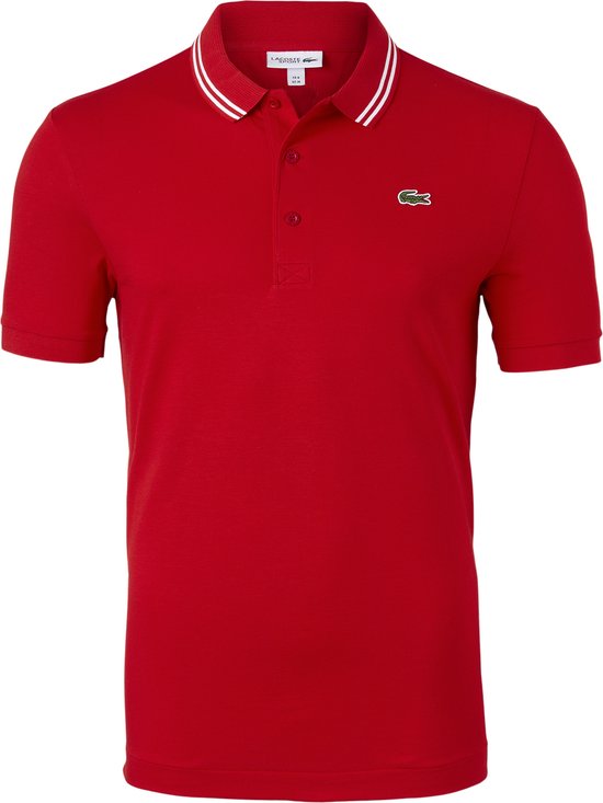 Lacoste Sport polo Slim Fit - super light knit - rood met wit - Maat: