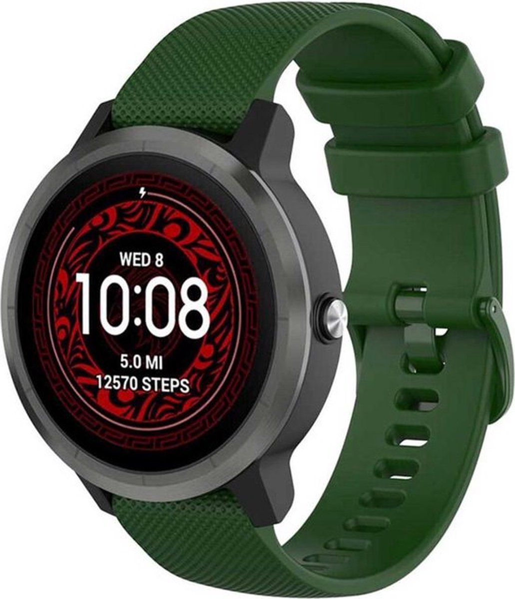 Shop4 - Geschikt voor Garmin Vivoactive 3 Bandje - Siliconen Donker Groen