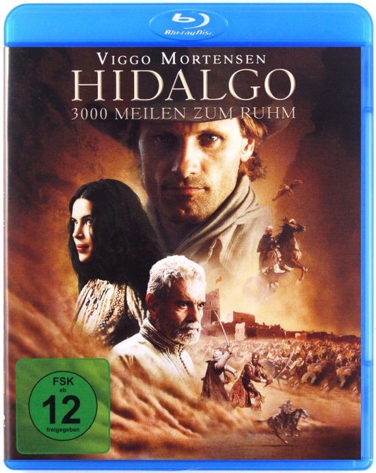 Blu-ray hoes van Hidalgo met Viggo Mortensen, met een woestijnachtergrond en paarden.